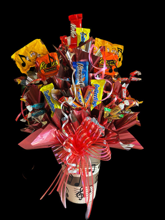 Music Lover Candy Arrangement in Clay Pot