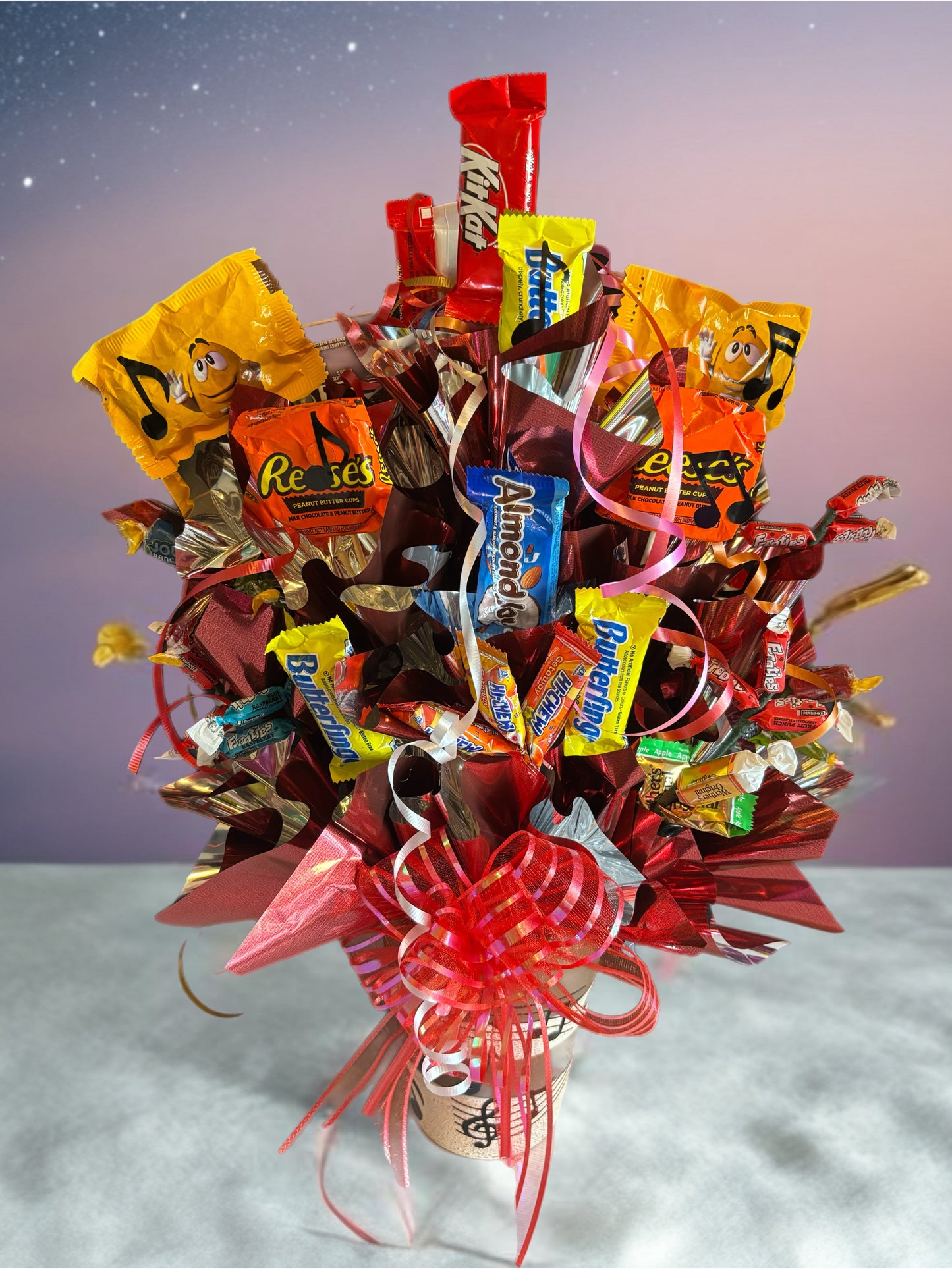 Music Lover Candy Arrangement in Clay Pot
